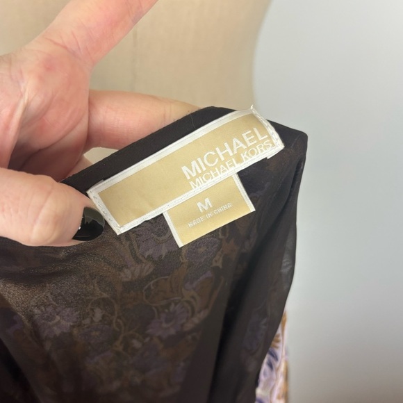 Michael Kors Midi Dress Multicolor Floral Asymmetrical M - Picture 6 of 6